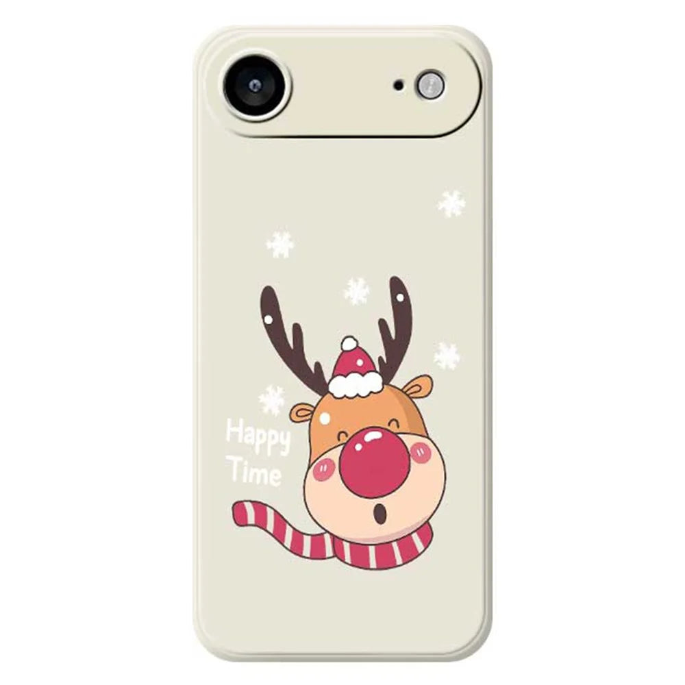 For iPhone Air Case Smiling Deer Pattern Printing Straight Edge TPU Phone Back Cover - Beige - 1