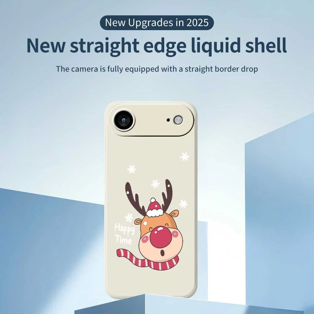 For iPhone Air Case Smiling Deer Pattern Printing Straight Edge TPU Phone Back Cover - Beige - 2