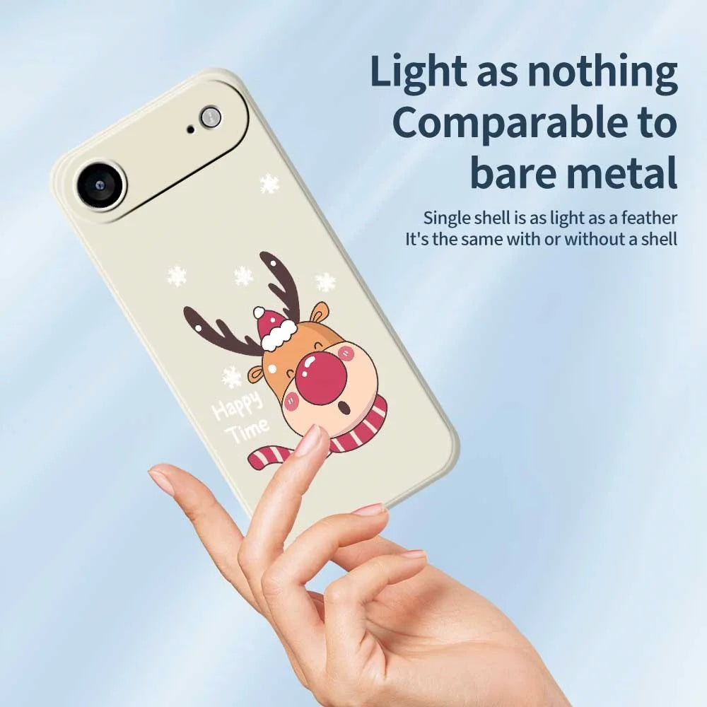 For iPhone Air Case Smiling Deer Pattern Printing Straight Edge TPU Phone Back Cover - Beige - 3