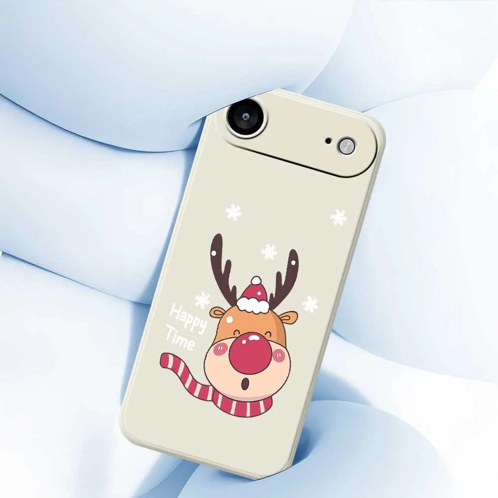 For iPhone Air Case Smiling Deer Pattern Printing Straight Edge TPU Phone Back Cover - Beige - 4