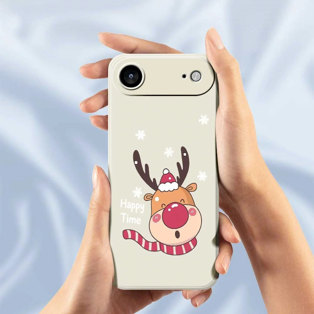 For iPhone Air Case Smiling Deer Pattern Printing Straight Edge TPU Phone Back Cover - Beige - 5