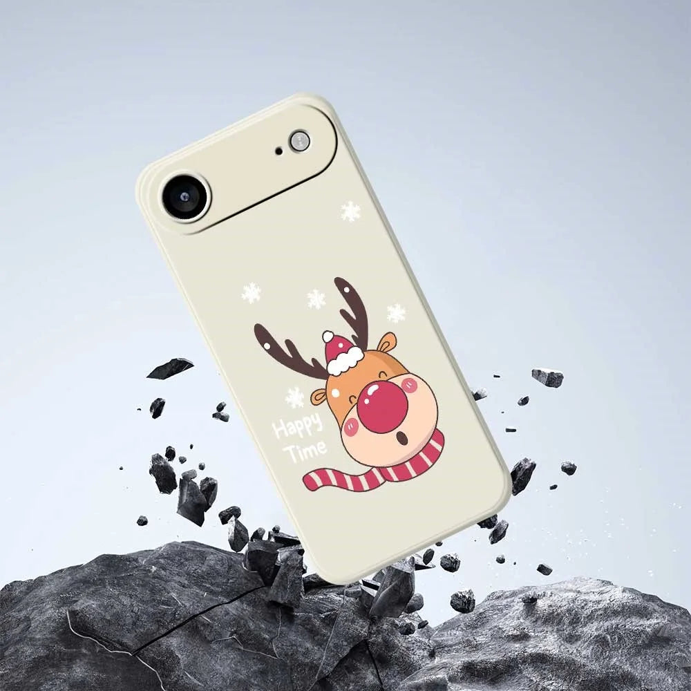 For iPhone Air Case Smiling Deer Pattern Printing Straight Edge TPU Phone Back Cover - Beige - 6