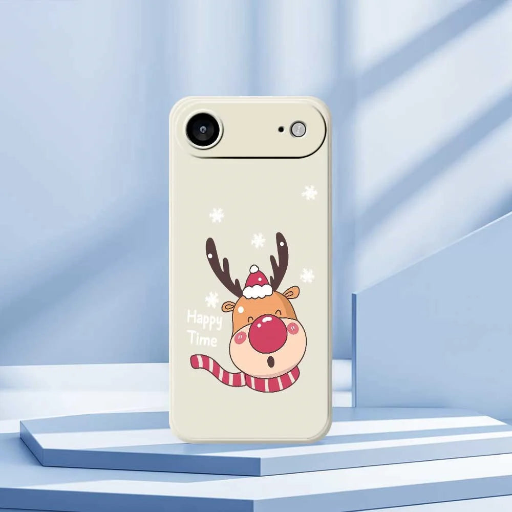For iPhone Air Case Smiling Deer Pattern Printing Straight Edge TPU Phone Back Cover - Beige - 7