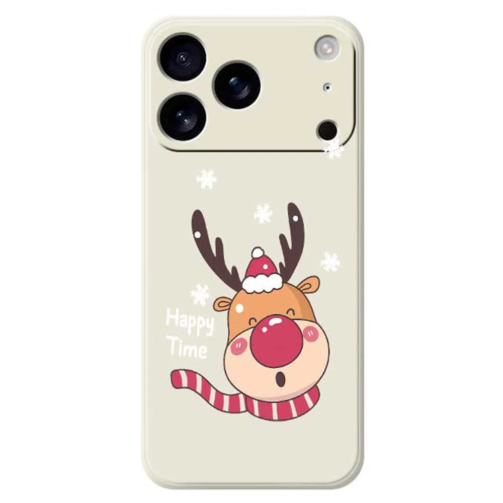 For iPhone 18 Pro / 17 Pro Case Smiling Deer Pattern Printing Straight Edge TPU Phone Back Cover - Beige - 1