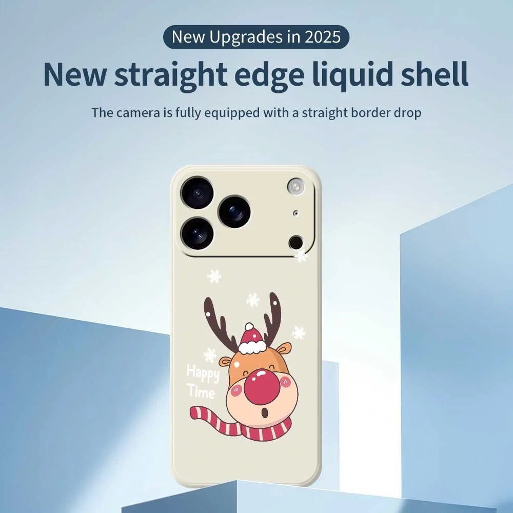 For iPhone 18 Pro / 17 Pro Case Smiling Deer Pattern Printing Straight Edge TPU Phone Back Cover - Beige - 2