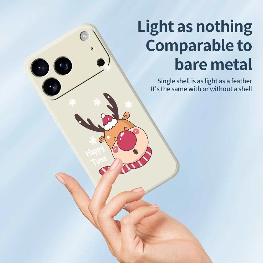 For iPhone 18 Pro / 17 Pro Case Smiling Deer Pattern Printing Straight Edge TPU Phone Back Cover - Beige - 3