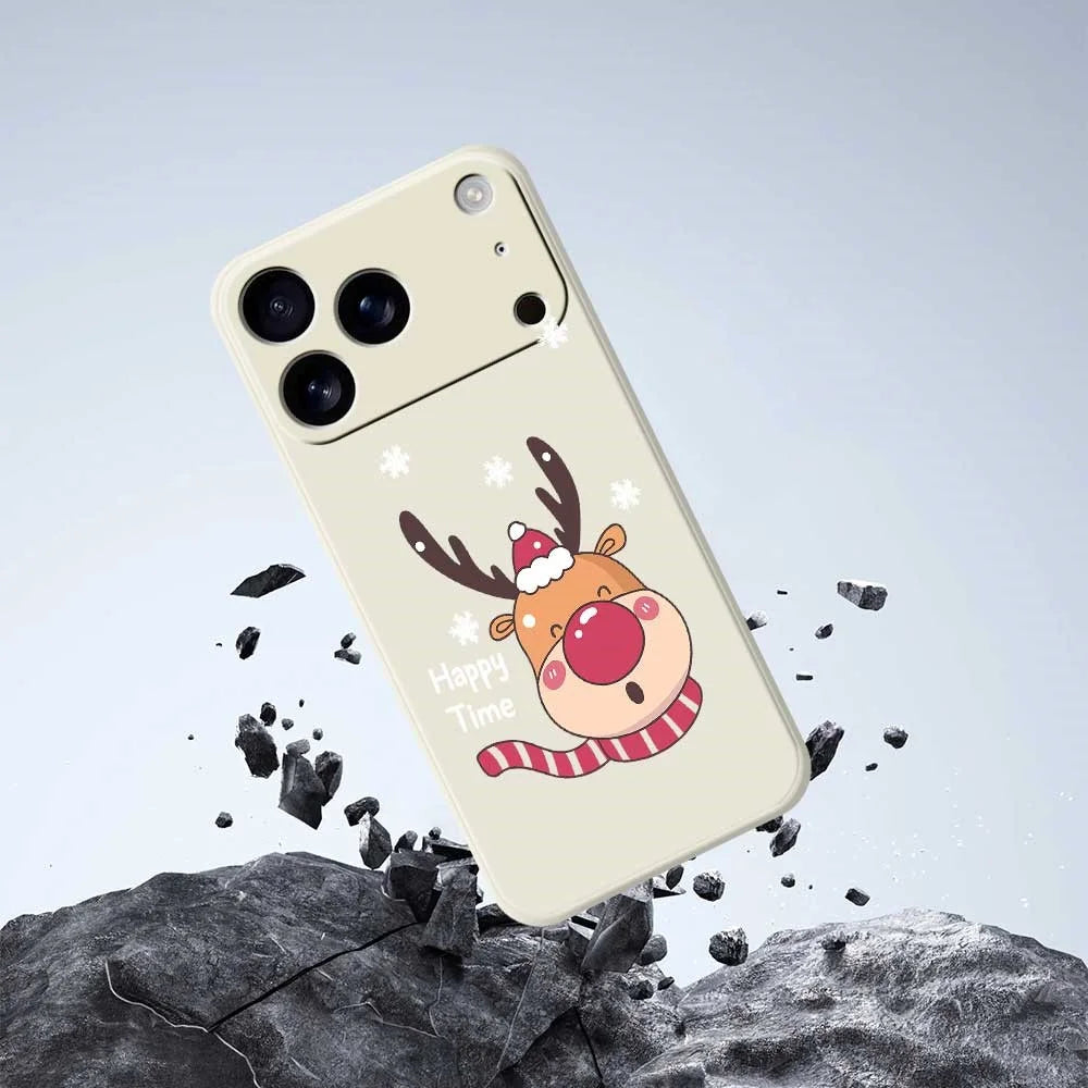 For iPhone 18 Pro / 17 Pro Case Smiling Deer Pattern Printing Straight Edge TPU Phone Back Cover - Beige - 5