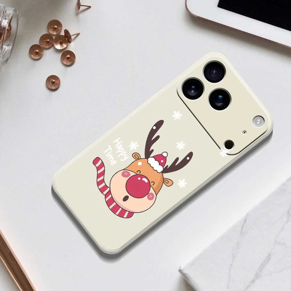 For iPhone 18 Pro / 17 Pro Case Smiling Deer Pattern Printing Straight Edge TPU Phone Back Cover - Beige - 6