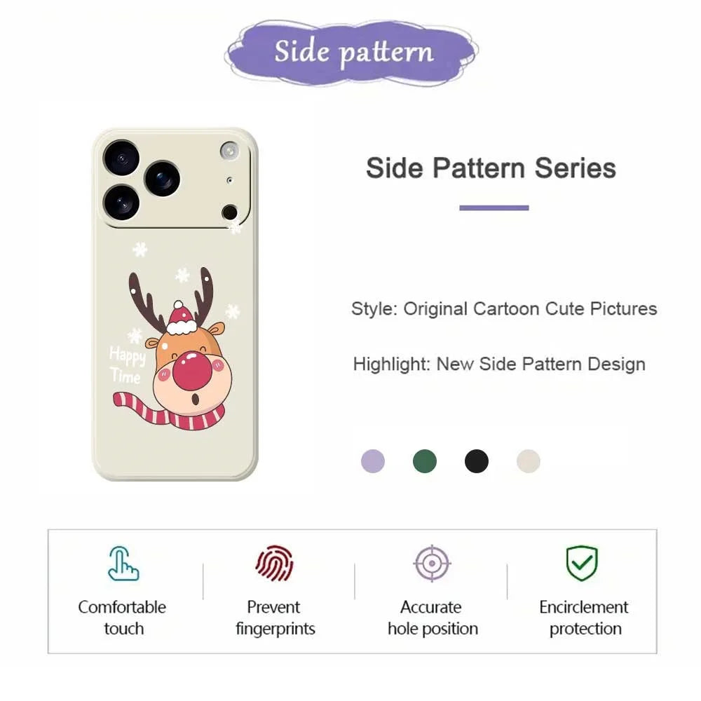 For iPhone 18 Pro / 17 Pro Case Smiling Deer Pattern Printing Straight Edge TPU Phone Back Cover - Beige - 7