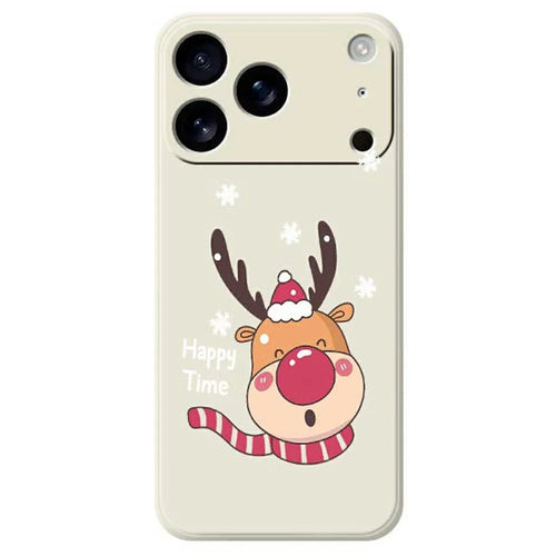 For iPhone 18 Pro Max / 17 Pro Max Case Smiling Deer Pattern Printing Straight Edge TPU Phone Back Cover - Beige - 1