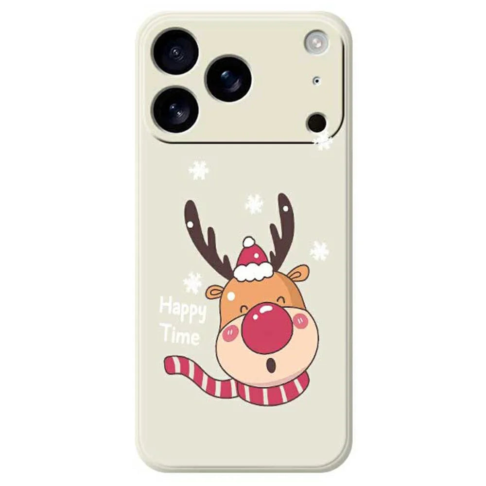For iPhone 18 Pro Max / 17 Pro Max Case Smiling Deer Pattern Printing Straight Edge TPU Phone Back Cover - Beige - 1