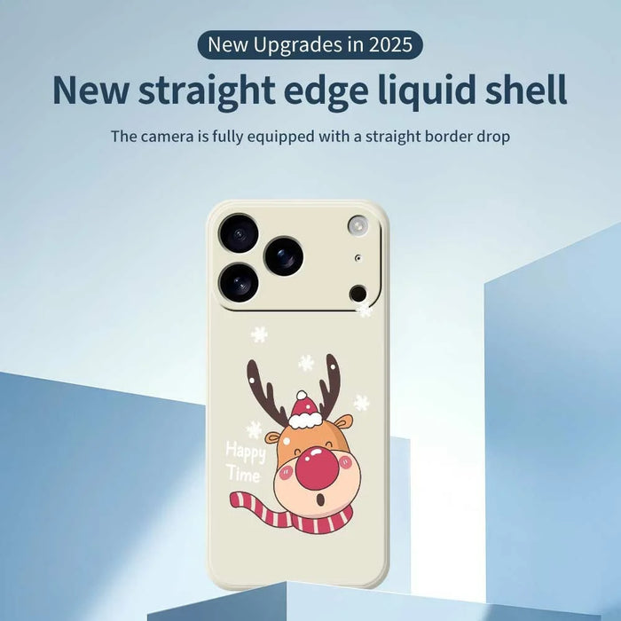 For iPhone 18 Pro Max / 17 Pro Max Case Smiling Deer Pattern Printing Straight Edge TPU Phone Back Cover - Beige - 2