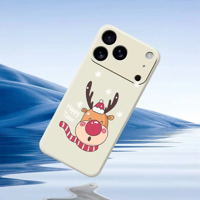 For iPhone 18 Pro Max / 17 Pro Max Case Smiling Deer Pattern Printing Straight Edge TPU Phone Back Cover - Beige - 6