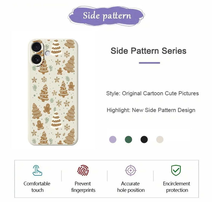 For iPhone 17 Case Brown Christmas Tree Gingerbread Pattern Printing Straight Edge TPU Phone Back Cover - Beige - 7