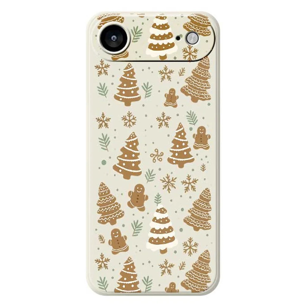 For iPhone Air Case Brown Christmas Tree Gingerbread Pattern Printing Straight Edge TPU Phone Back Cover - Beige - 1