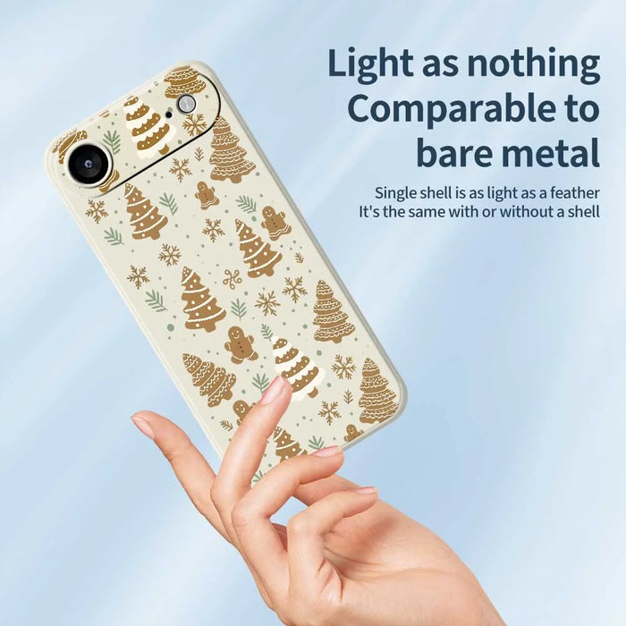 For iPhone Air Case Brown Christmas Tree Gingerbread Pattern Printing Straight Edge TPU Phone Back Cover - Beige - 3