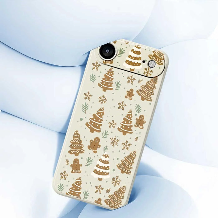 For iPhone Air Case Brown Christmas Tree Gingerbread Pattern Printing Straight Edge TPU Phone Back Cover - Beige - 4