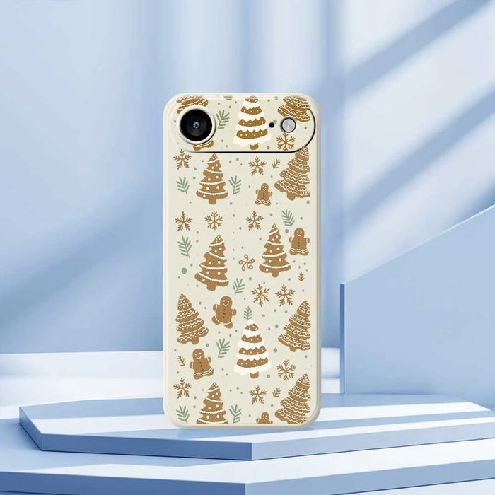 For iPhone Air Case Brown Christmas Tree Gingerbread Pattern Printing Straight Edge TPU Phone Back Cover - Beige - 7