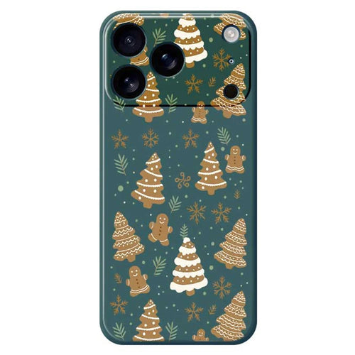 For iPhone 18 Pro / 17 Pro Case Brown Christmas Tree Gingerbread Pattern Printing Straight Edge TPU Phone Back Cover - Green - 1