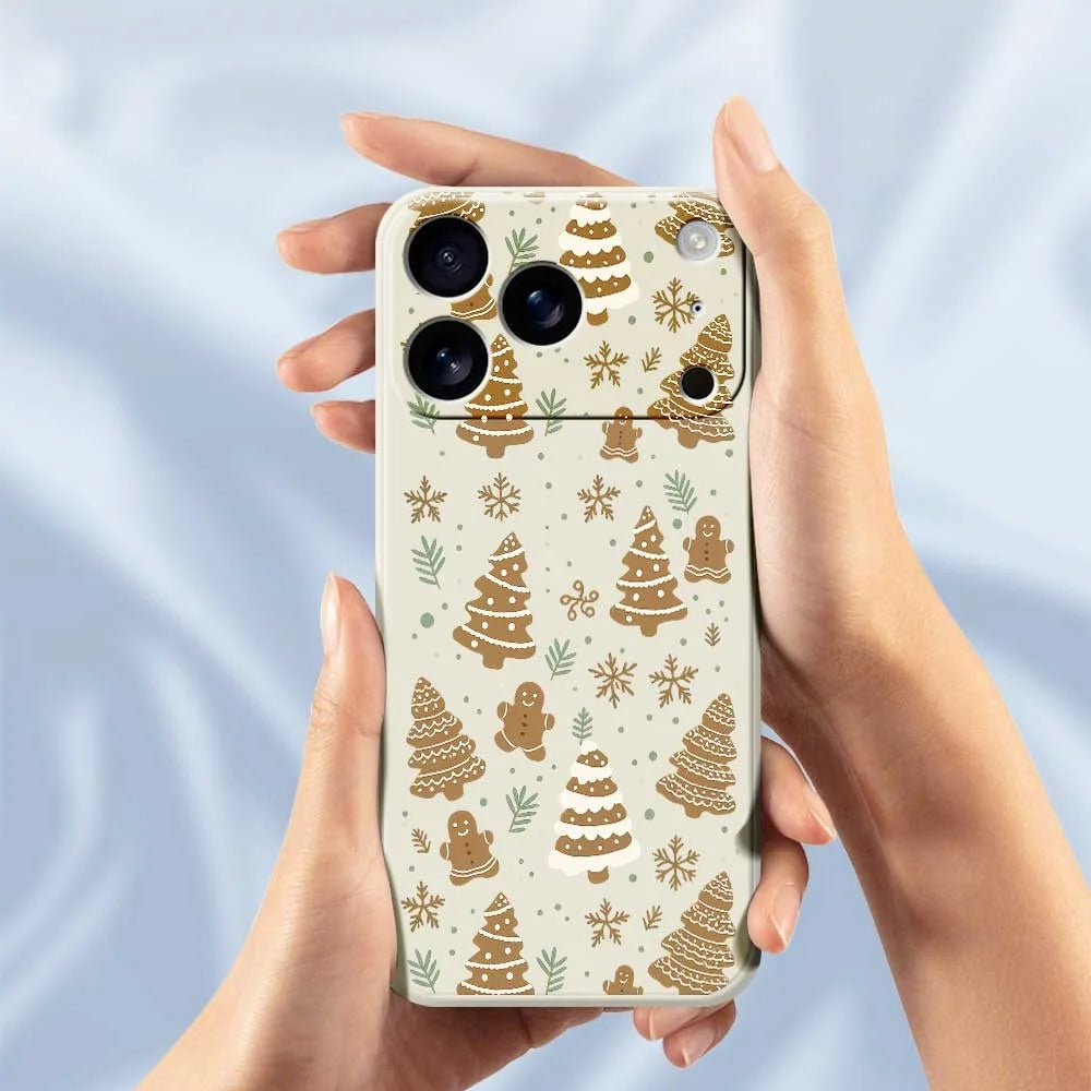 For iPhone 18 Pro / 17 Pro Case Brown Christmas Tree Gingerbread Pattern Printing Straight Edge TPU Phone Back Cover - Green - 4