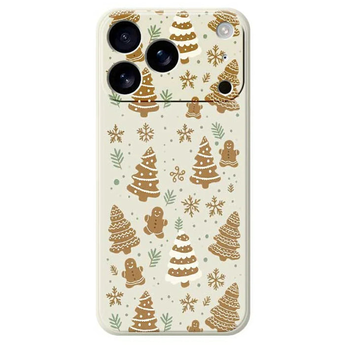For iPhone 18 Pro Max / 17 Pro Max Case Brown Christmas Tree Gingerbread Pattern Printing Straight Edge TPU Phone Back Cover - Beige - 1