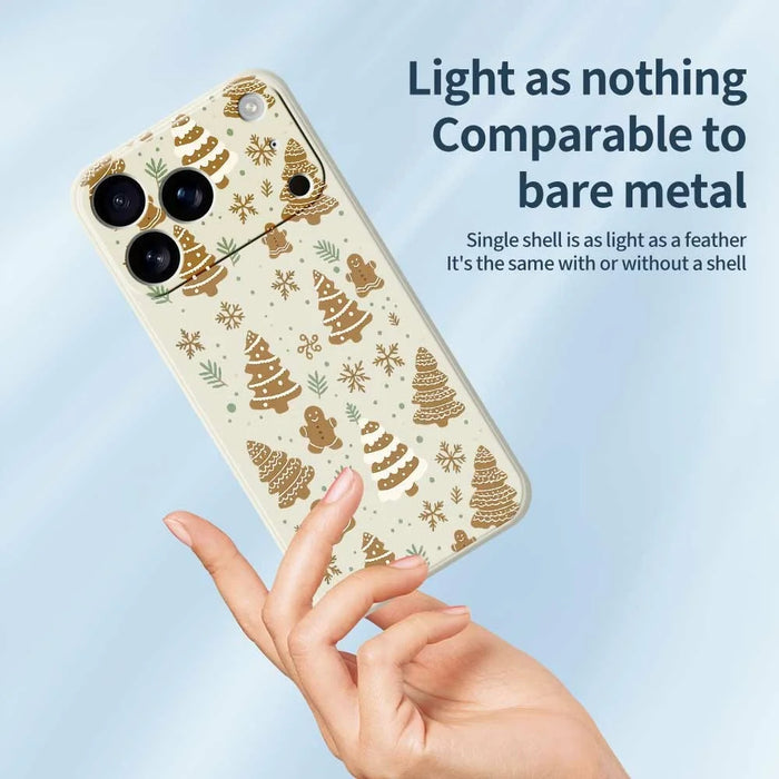 For iPhone 18 Pro Max / 17 Pro Max Case Brown Christmas Tree Gingerbread Pattern Printing Straight Edge TPU Phone Back Cover - Beige - 3