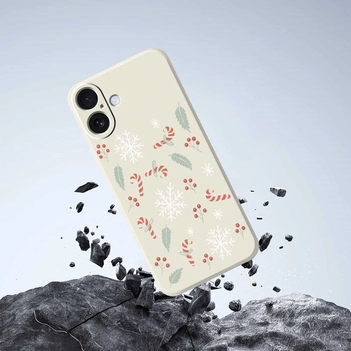 For iPhone 17 Case Leaves and Canes Pattern Printing Straight Edge TPU Phone Back Cover - Beige - 5
