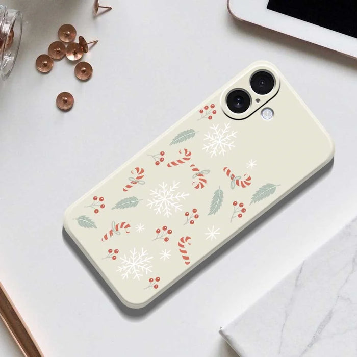 For iPhone 17 Case Leaves and Canes Pattern Printing Straight Edge TPU Phone Back Cover - Beige - 6