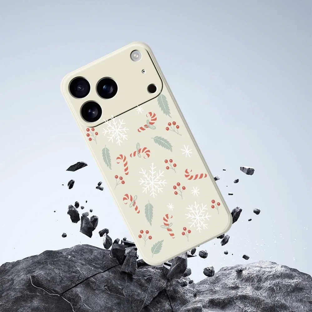 For iPhone 18 Pro / 17 Pro Case Leaves and Canes Pattern Printing Straight Edge TPU Phone Back Cover - Beige - 5