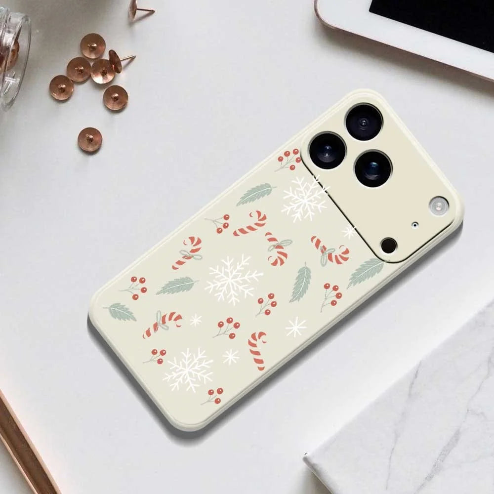 For iPhone 18 Pro / 17 Pro Case Leaves and Canes Pattern Printing Straight Edge TPU Phone Back Cover - Beige - 6