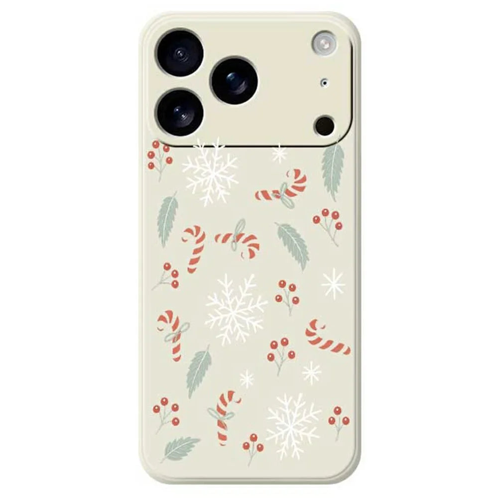For iPhone 18 Pro Max / 17 Pro Max Case Leaves and Canes Pattern Printing Straight Edge TPU Phone Back Cover - Beige - 1