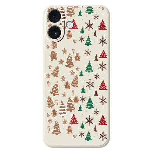For iPhone 17 Case Christmas Tree Gingerbread Pattern Printing Straight Edge TPU Phone Back Cover - Beige - 1