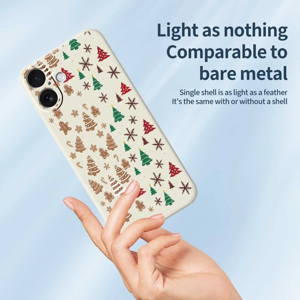 For iPhone 17 Case Christmas Tree Gingerbread Pattern Printing Straight Edge TPU Phone Back Cover - Beige - 3
