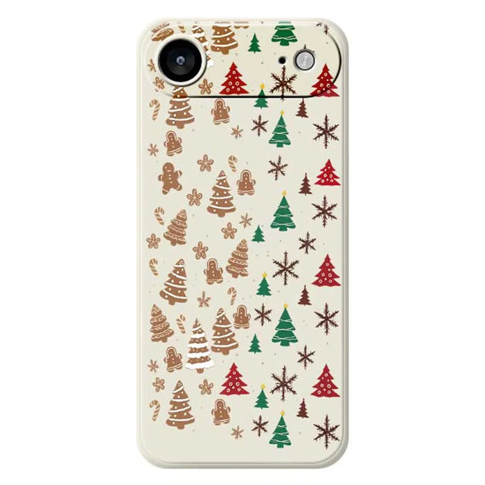 For iPhone Air Case Christmas Tree Gingerbread Pattern Printing Straight Edge TPU Phone Back Cover - Beige - 1