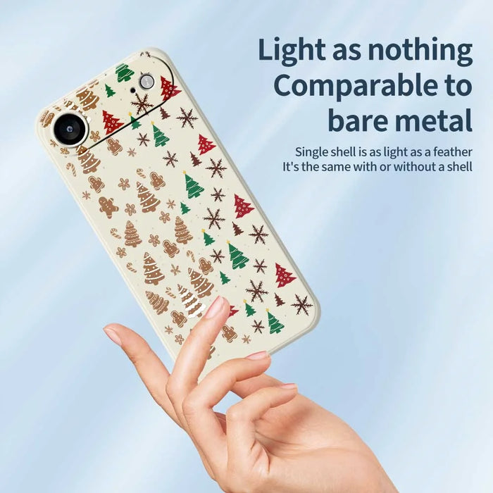 For iPhone Air Case Christmas Tree Gingerbread Pattern Printing Straight Edge TPU Phone Back Cover - Beige - 3