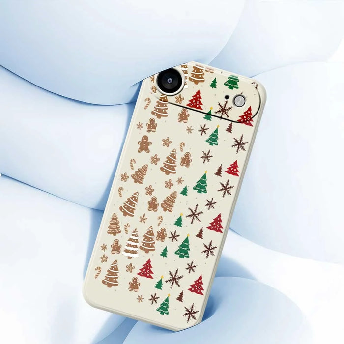 For iPhone Air Case Christmas Tree Gingerbread Pattern Printing Straight Edge TPU Phone Back Cover - Beige - 4