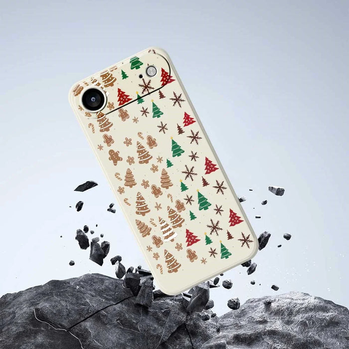 For iPhone Air Case Christmas Tree Gingerbread Pattern Printing Straight Edge TPU Phone Back Cover - Beige - 6