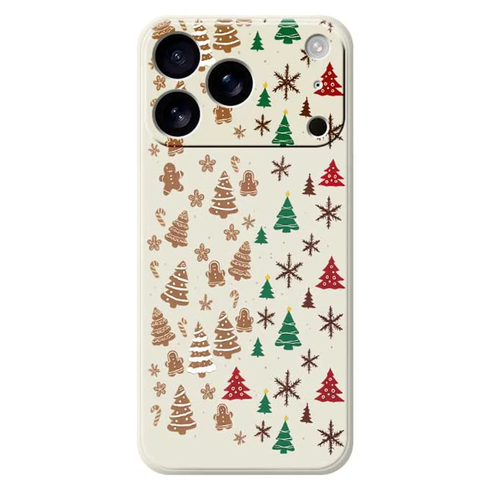 For iPhone 18 Pro / 17 Pro Case Christmas Tree Gingerbread Pattern Printing Straight Edge TPU Phone Back Cover - Beige - 1