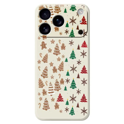 For iPhone 18 Pro / 17 Pro Case Christmas Tree Gingerbread Pattern Printing Straight Edge TPU Phone Back Cover - Beige - 1