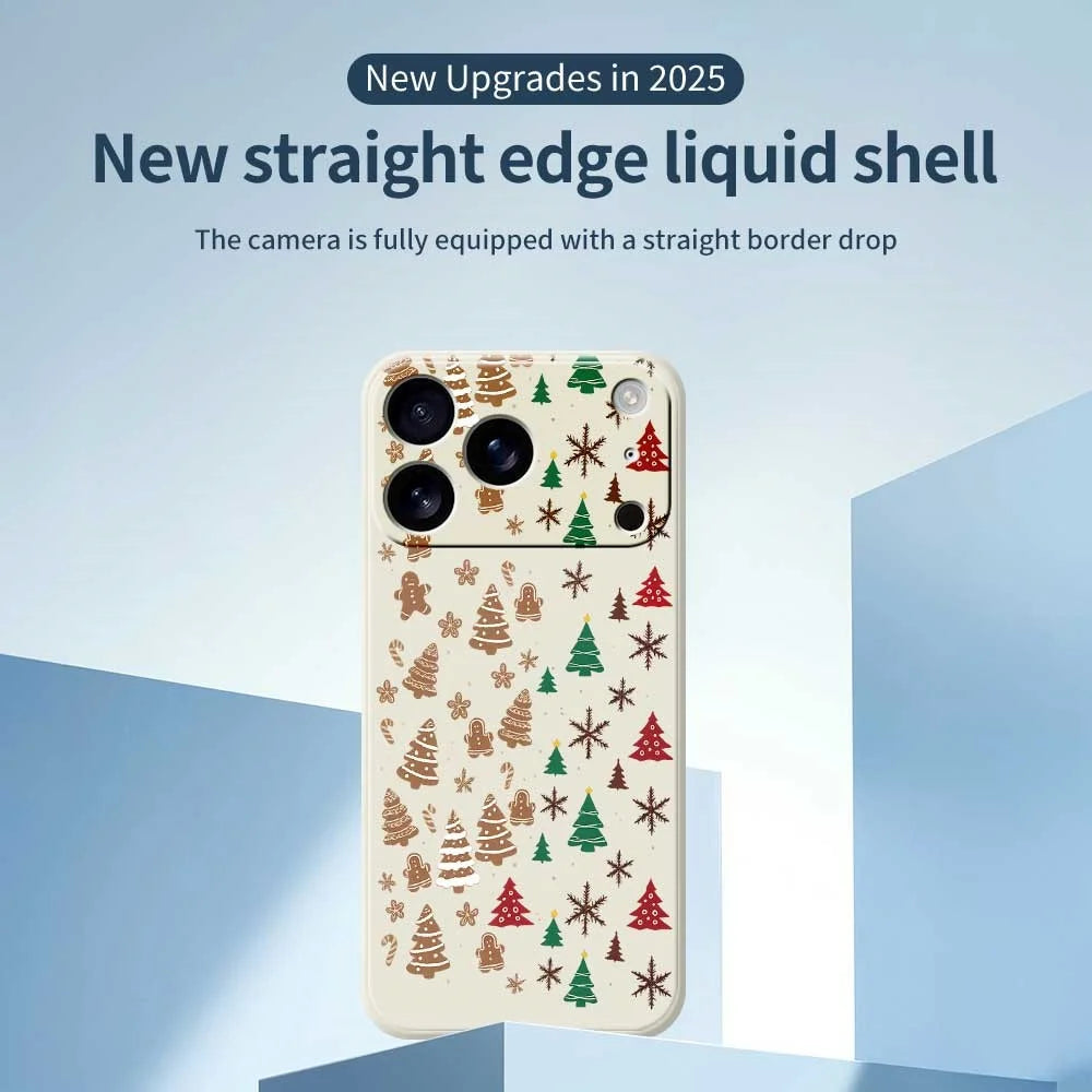 For iPhone 18 Pro / 17 Pro Case Christmas Tree Gingerbread Pattern Printing Straight Edge TPU Phone Back Cover - Beige - 2