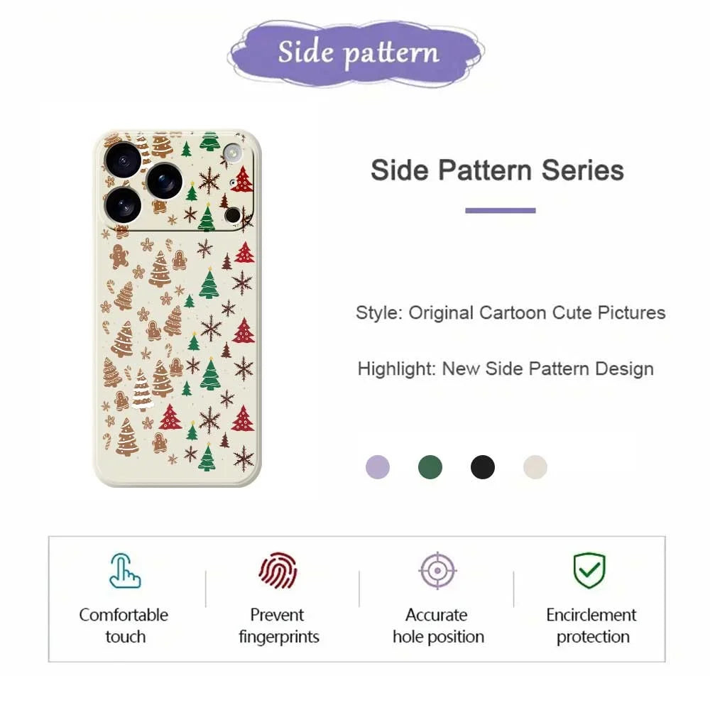 For iPhone 18 Pro / 17 Pro Case Christmas Tree Gingerbread Pattern Printing Straight Edge TPU Phone Back Cover - Beige - 7