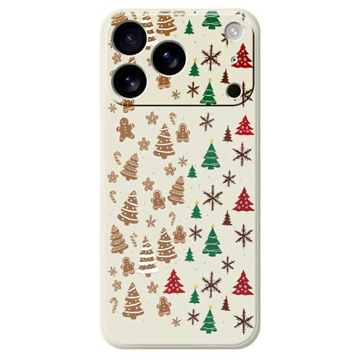 For iPhone 18 Pro Max / 17 Pro Max Case Christmas Tree Gingerbread Pattern Printing Straight Edge TPU Phone Back Cover - Beige - 1