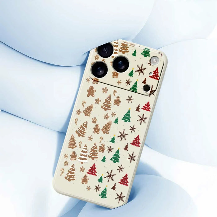 For iPhone 18 Pro Max / 17 Pro Max Case Christmas Tree Gingerbread Pattern Printing Straight Edge TPU Phone Back Cover - Beige - 4