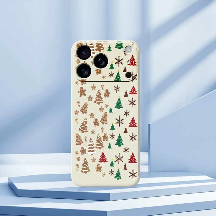 For iPhone 18 Pro Max / 17 Pro Max Case Christmas Tree Gingerbread Pattern Printing Straight Edge TPU Phone Back Cover - Beige - 7