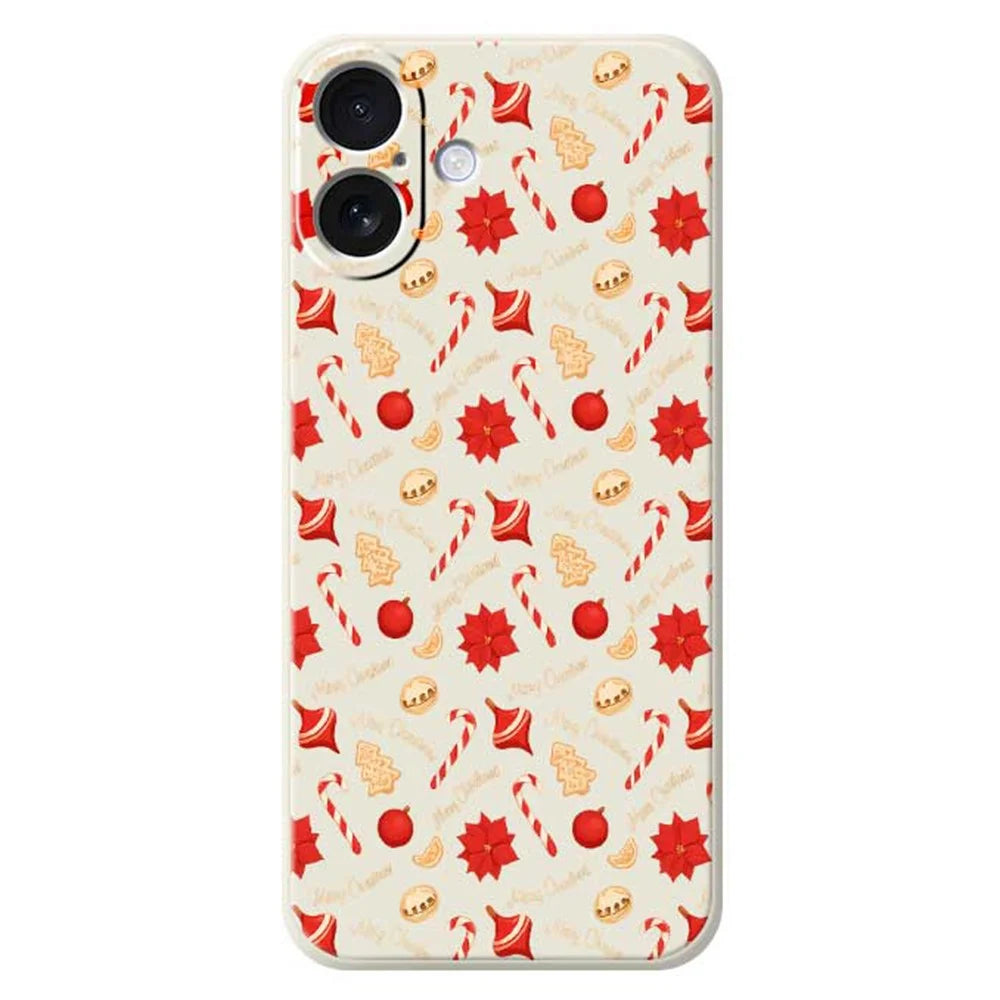 For iPhone 17 Case Christmas Candy Pattern Printing Straight Edge TPU Phone Back Cover - Beige - 1