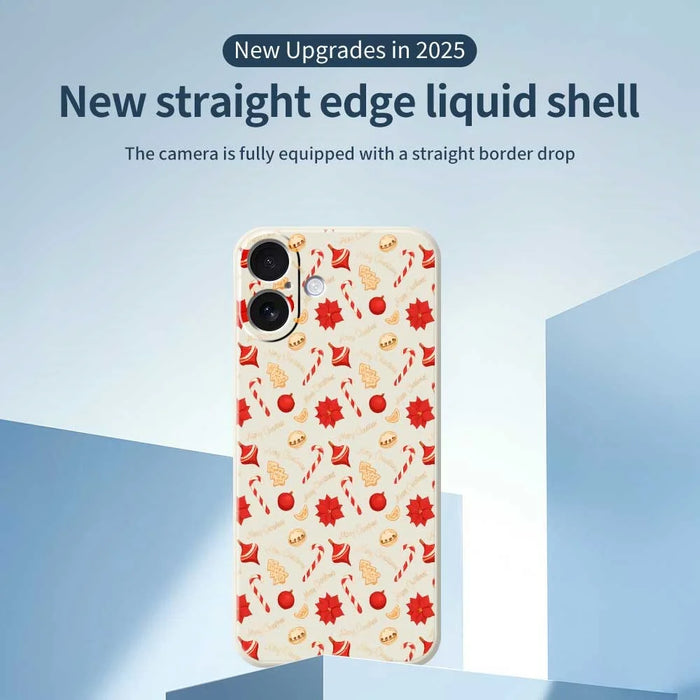 For iPhone 17 Case Christmas Candy Pattern Printing Straight Edge TPU Phone Back Cover - Beige - 2