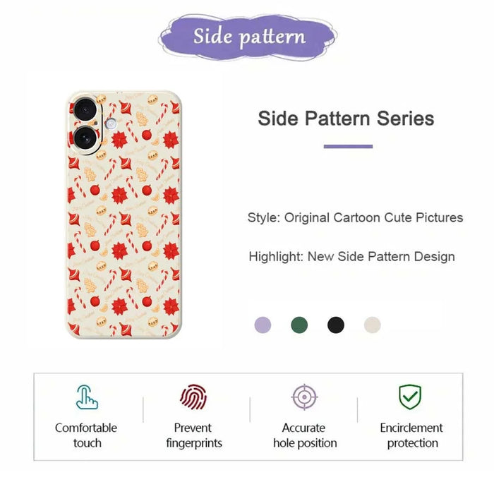 For iPhone 17 Case Christmas Candy Pattern Printing Straight Edge TPU Phone Back Cover - Beige - 7