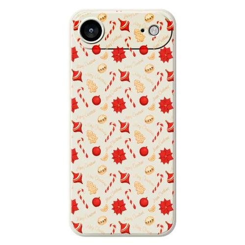 For iPhone Air Case Christmas Candy Pattern Printing Straight Edge TPU Phone Back Cover - Beige - 1