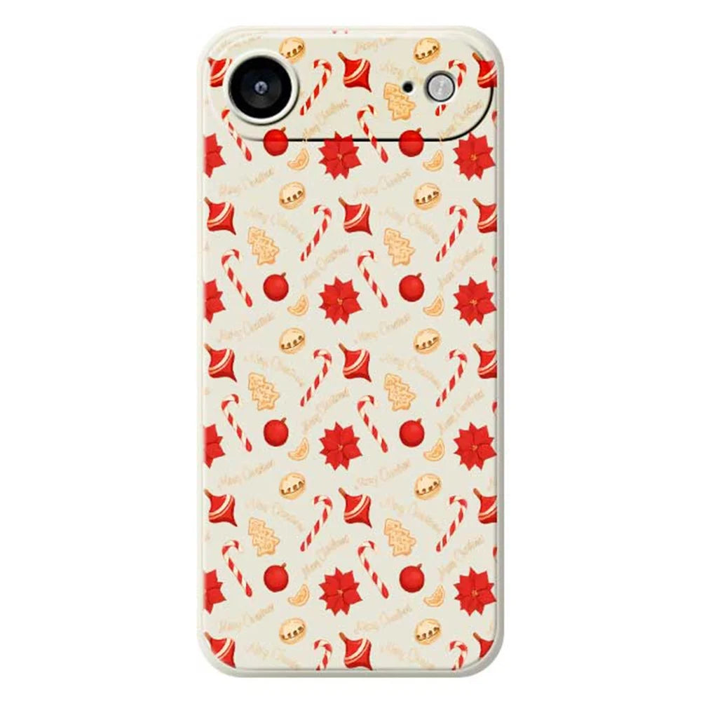 For iPhone Air Case Christmas Candy Pattern Printing Straight Edge TPU Phone Back Cover - Beige - 1