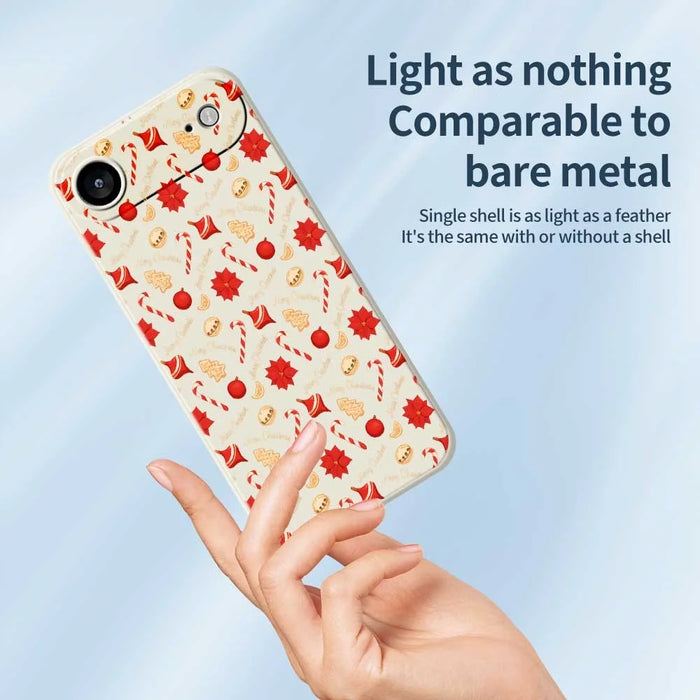 For iPhone Air Case Christmas Candy Pattern Printing Straight Edge TPU Phone Back Cover - Beige - 3